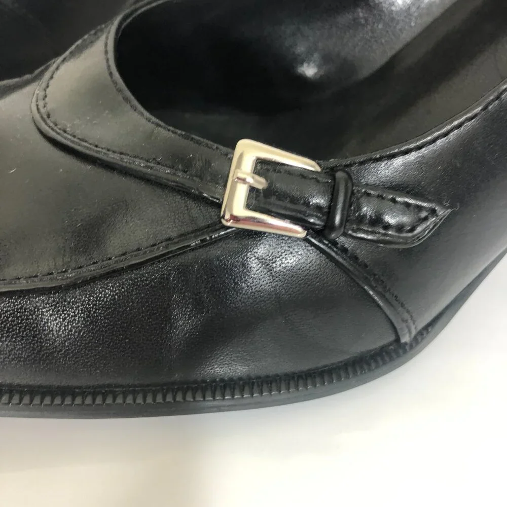 Franco Sarto Women's Classic Black Block Heel Pump Shoes  3 1/2" Heel Sz 10 1/2 - Picture 5 of 13